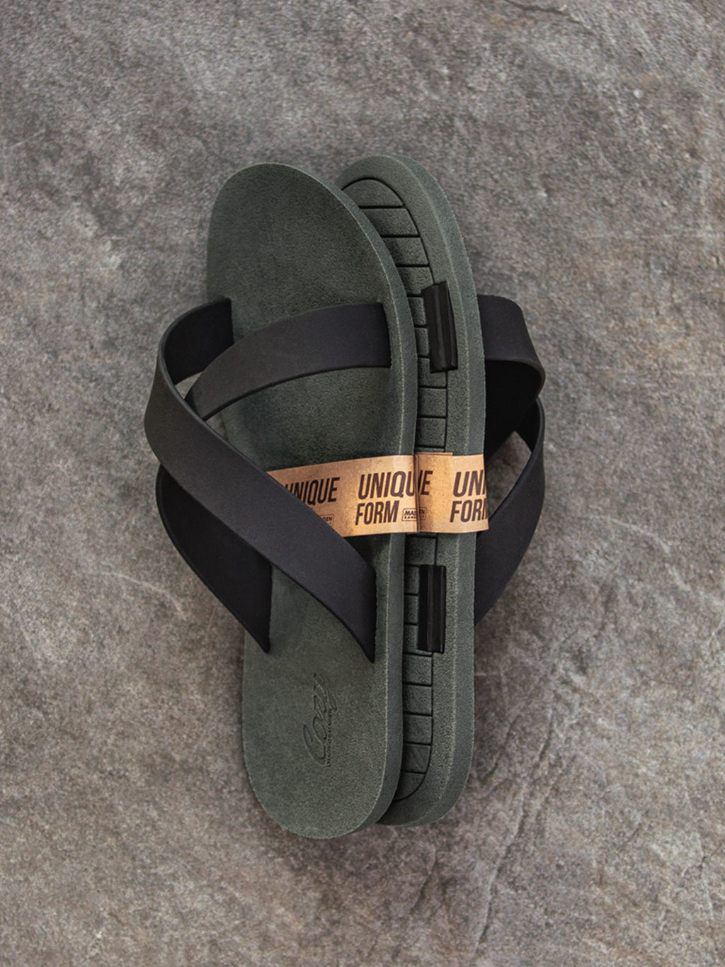 MADEN Unique Form Rubber Cross-Strap Flip-Flop