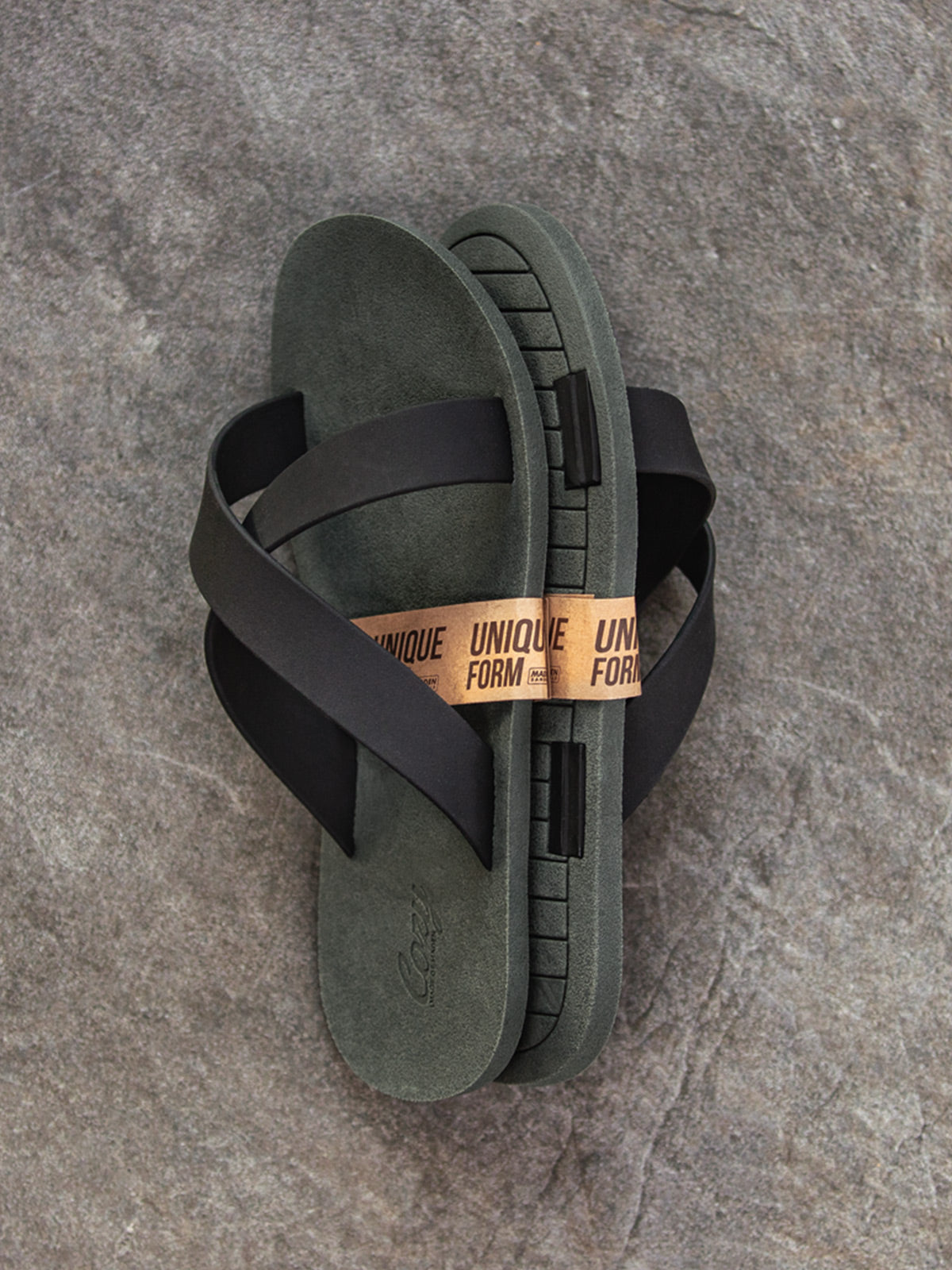 MADEN Unique Form Rubber Cross-Strap Flip-Flop