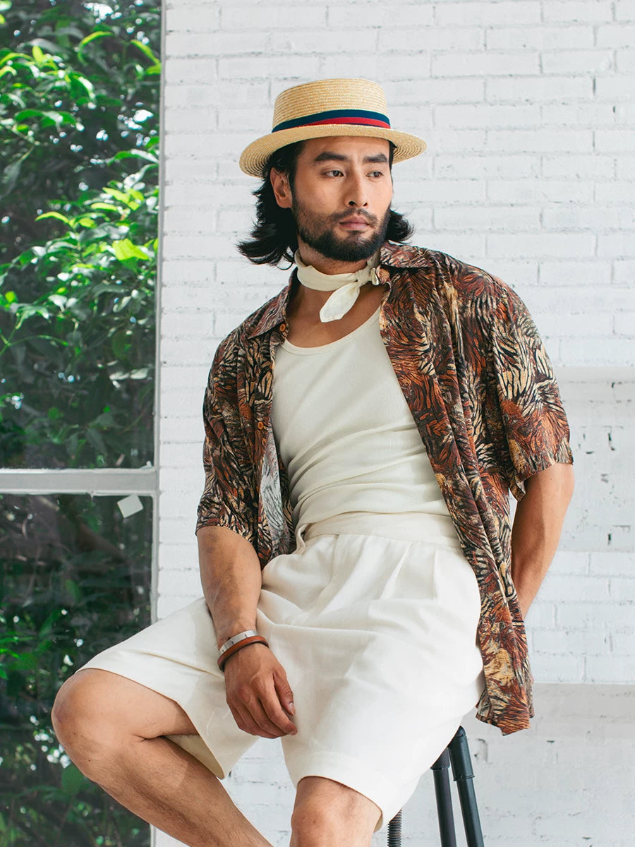 SOARIN YUPPIE Baroque Print Wrinkle-Resistant Relaxed Camp Shirt
