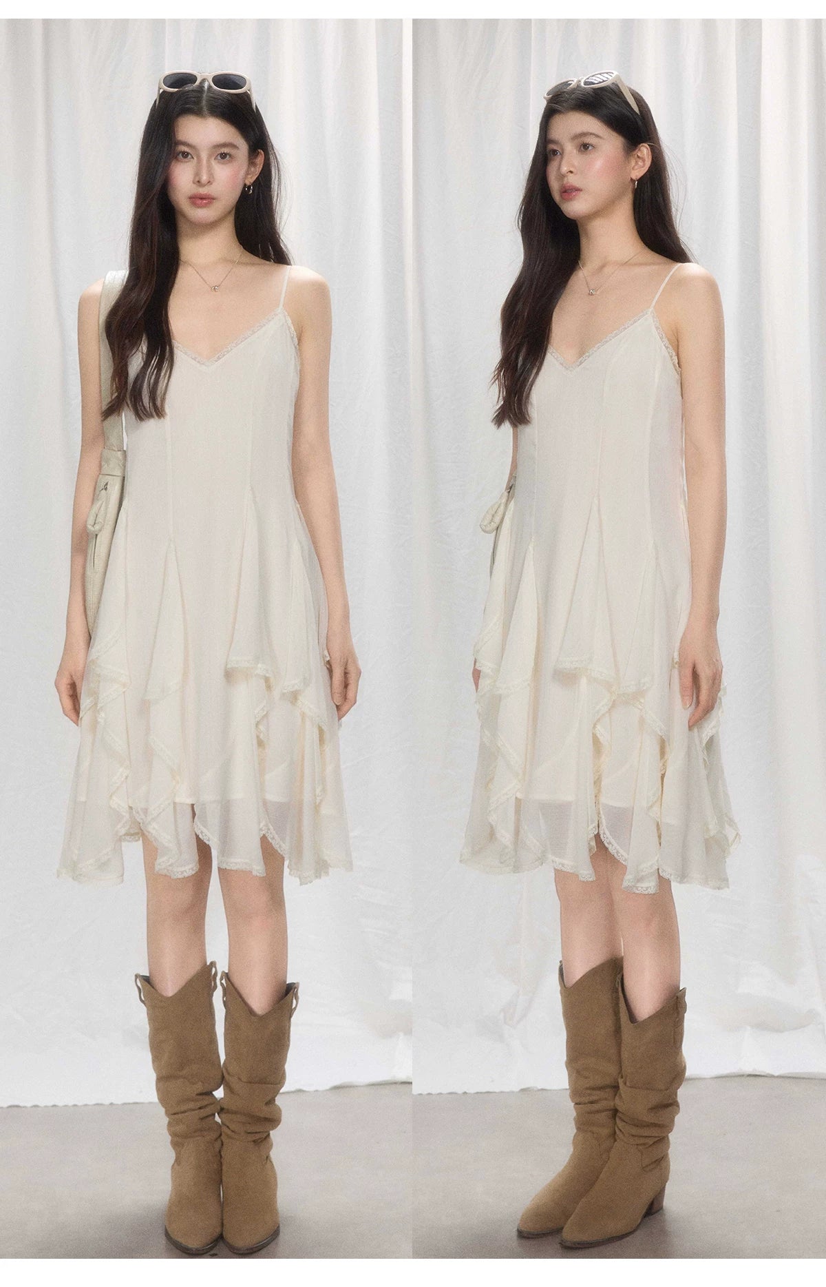 TYANG Irregular Lace Suspender Dress