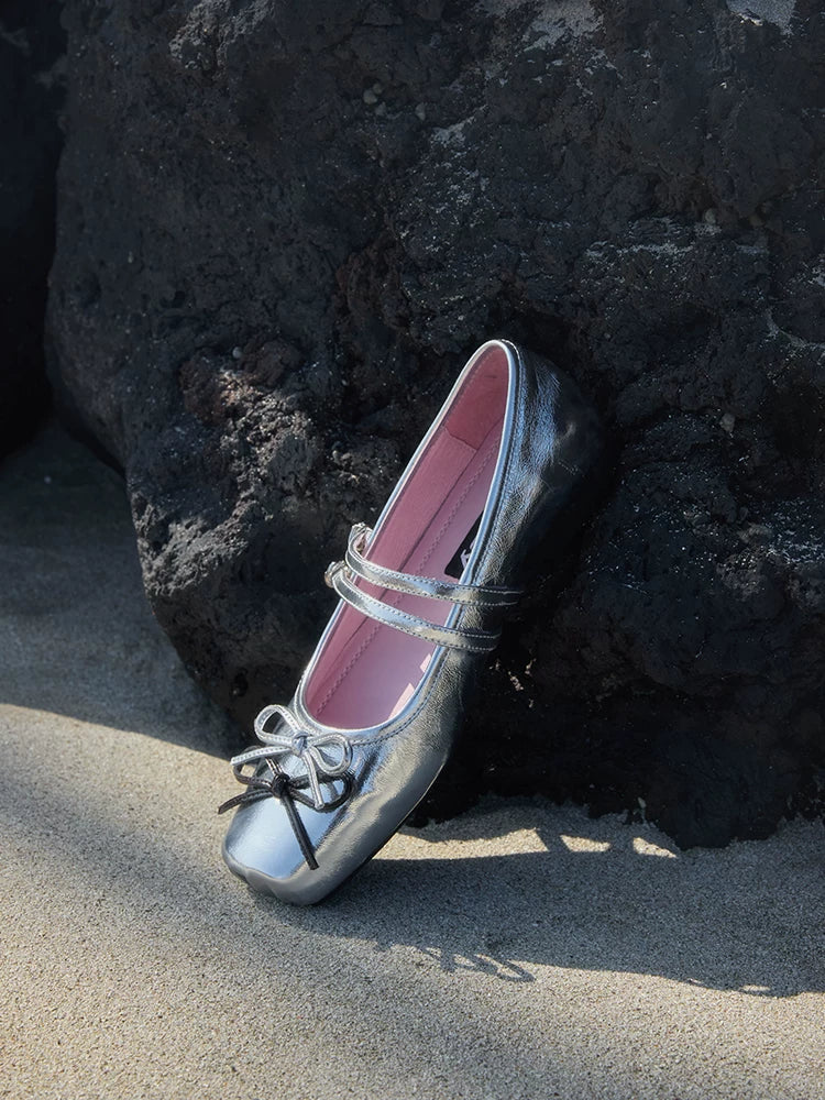 MILOOEY Leather Bow Mary Jane Ballet Flat