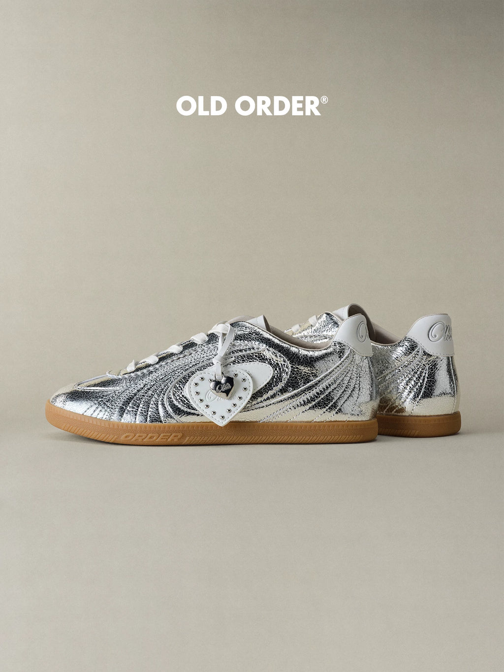 OLD ORDER Metallic Silver Lace-Up Sneaker