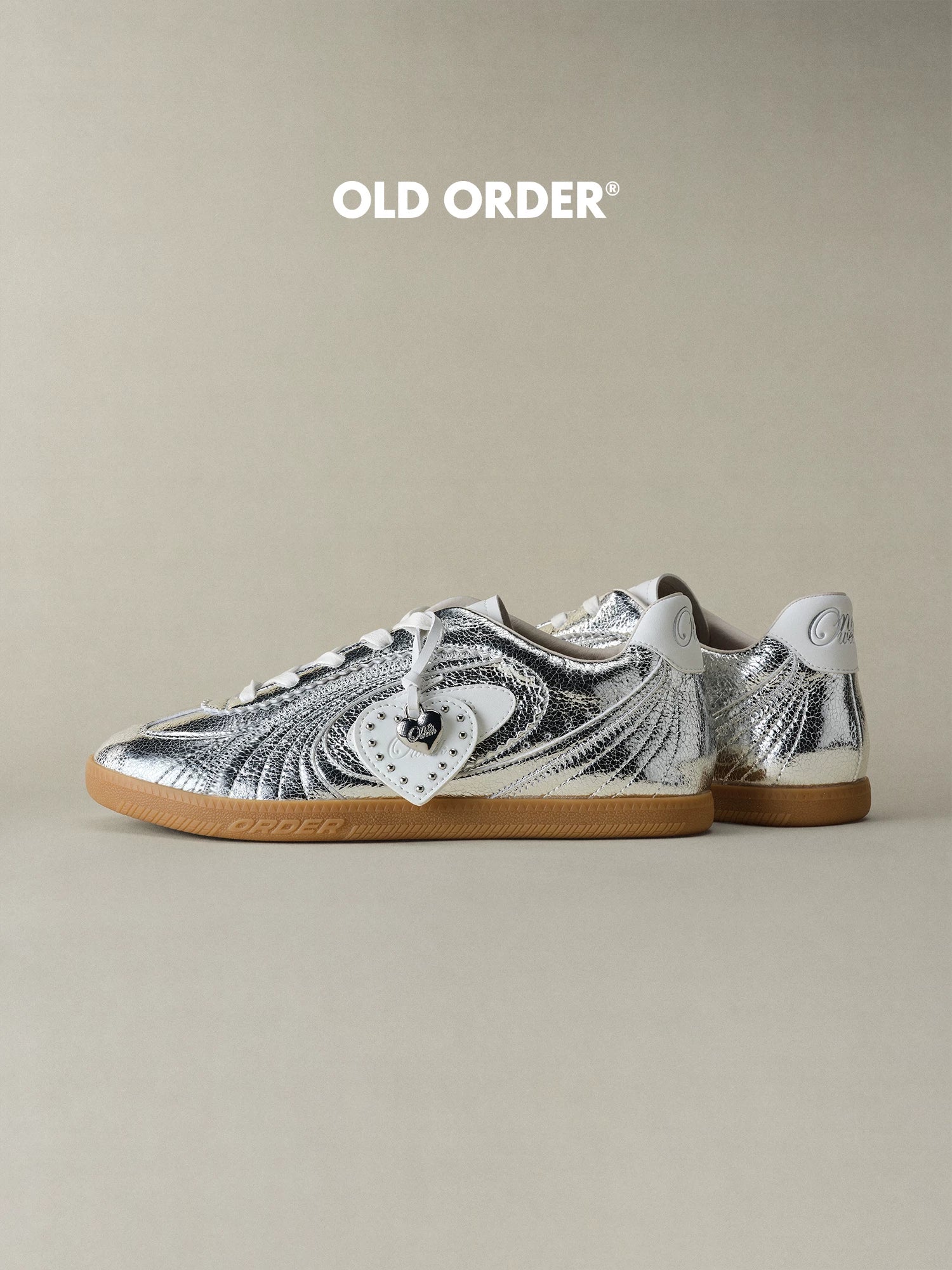 OLD ORDER Metallic Silver Lace-Up Sneaker