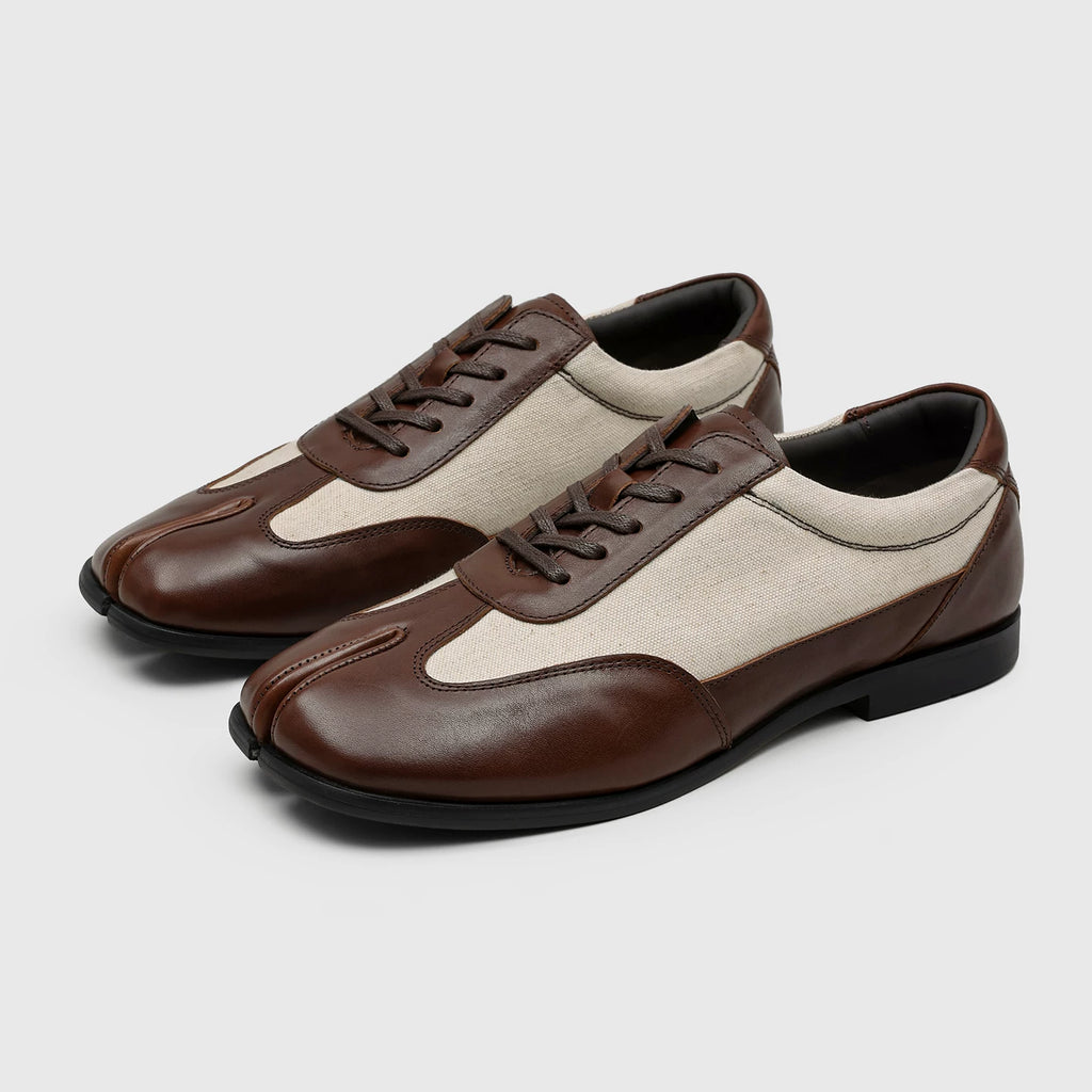 RZAAZ Leather Linen Tabi Split-Toe Sneaker