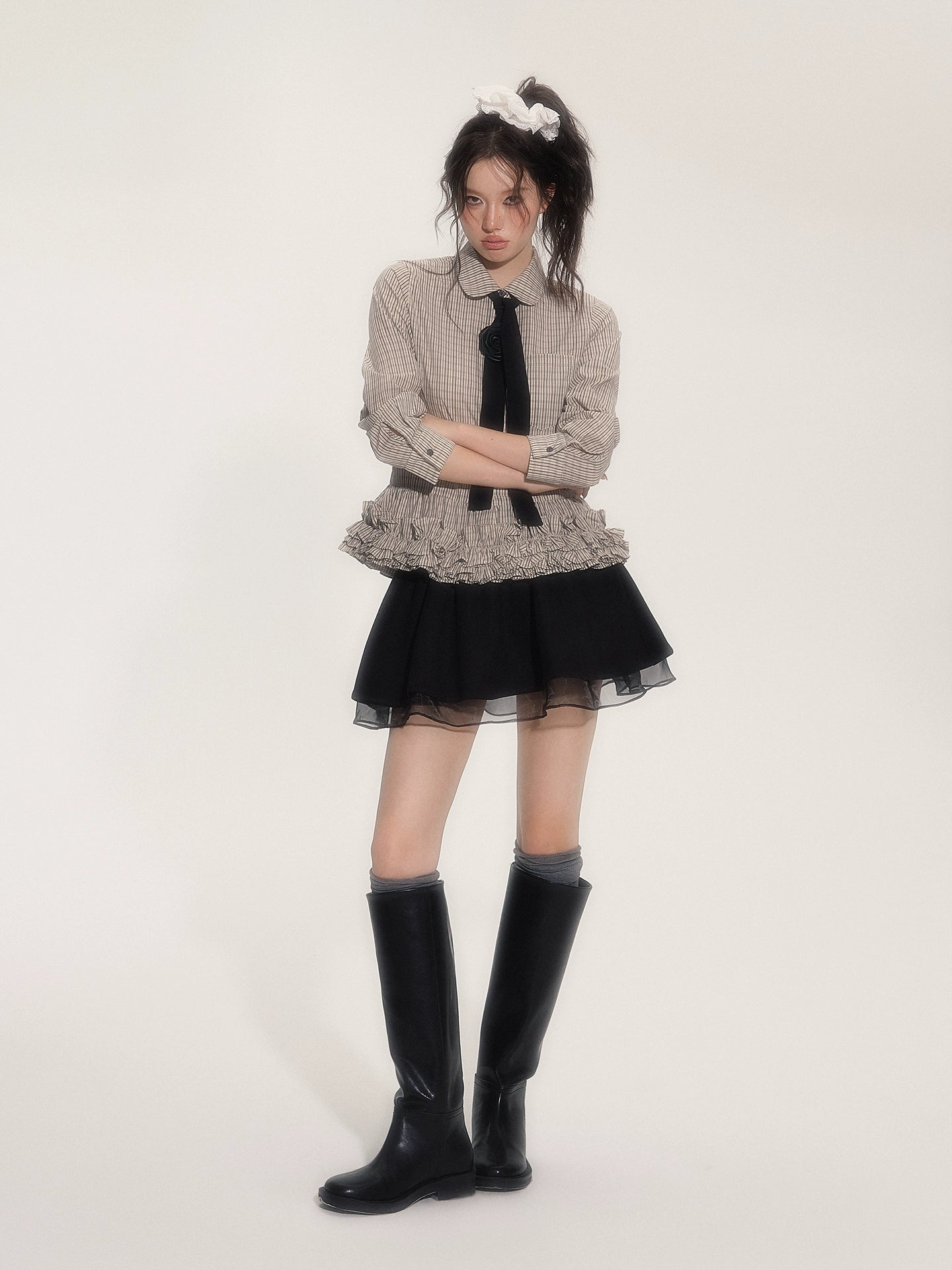 SASSY MOODY Lotus Leaf Edge Bottom Bud Long-sleeved Shirt