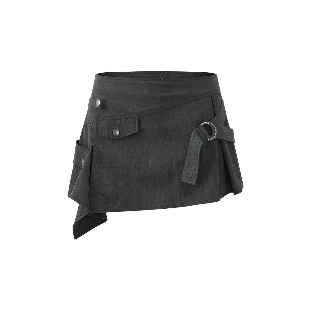 JIKOO Asymmetric Tie-Front A-Line Midi Skirt