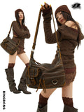 BINGBONG Vintage Spice Girl Commuter Function Tooling Large Capacity Bag