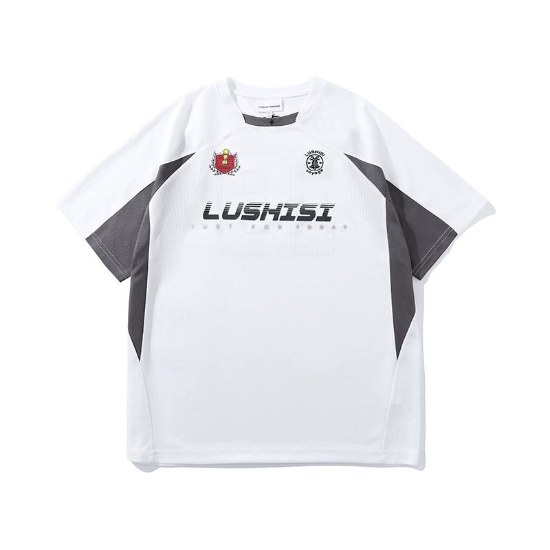 LUSHISI Quick-drying Splicing Retro Tee