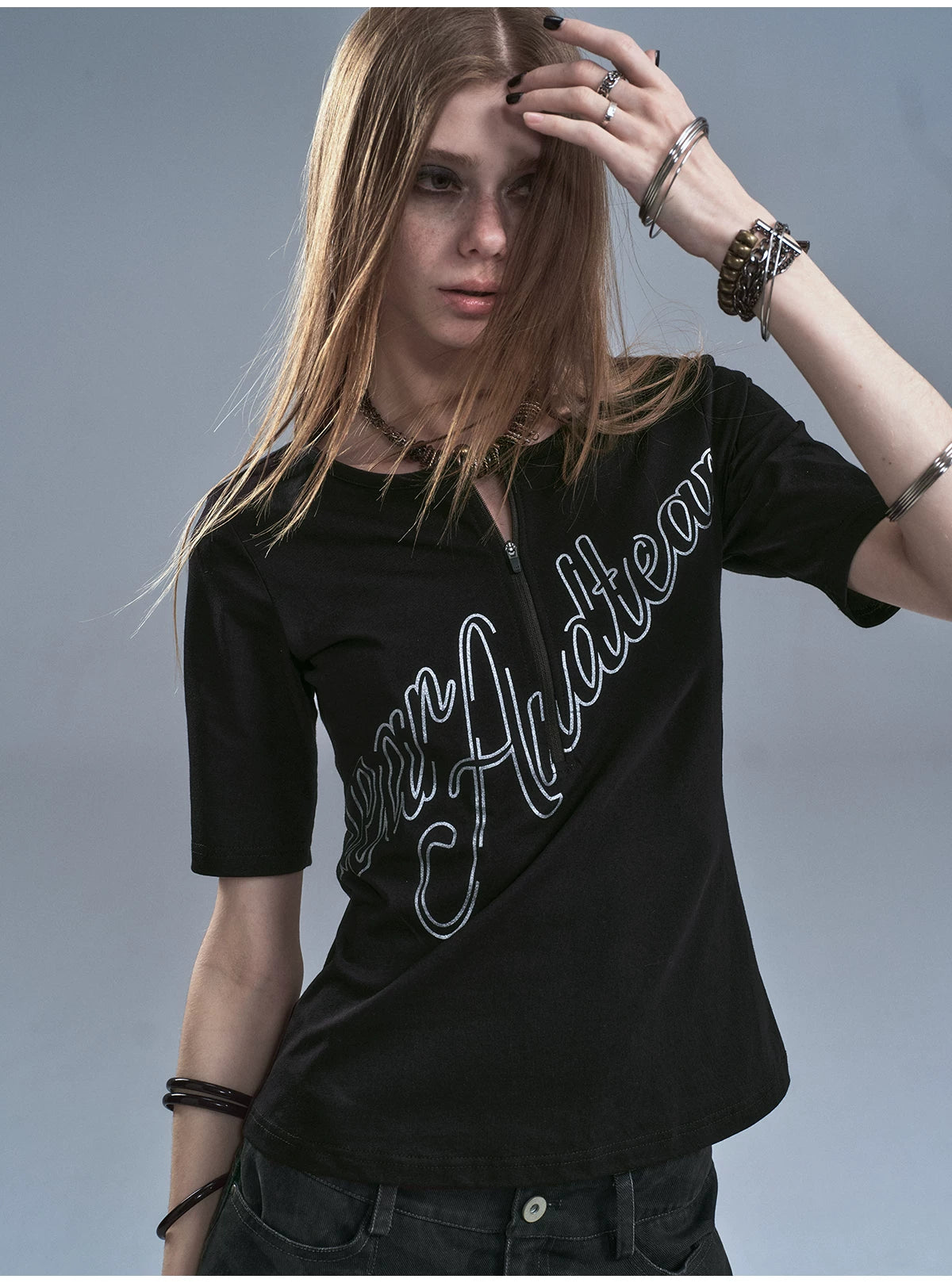 WearAndtear Letter Print Slim Casual Tee