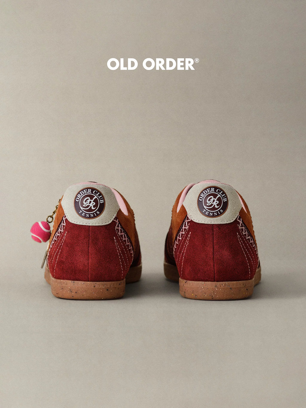 OLD ORDER Tennis Club French Red Brown Suede Sneaker