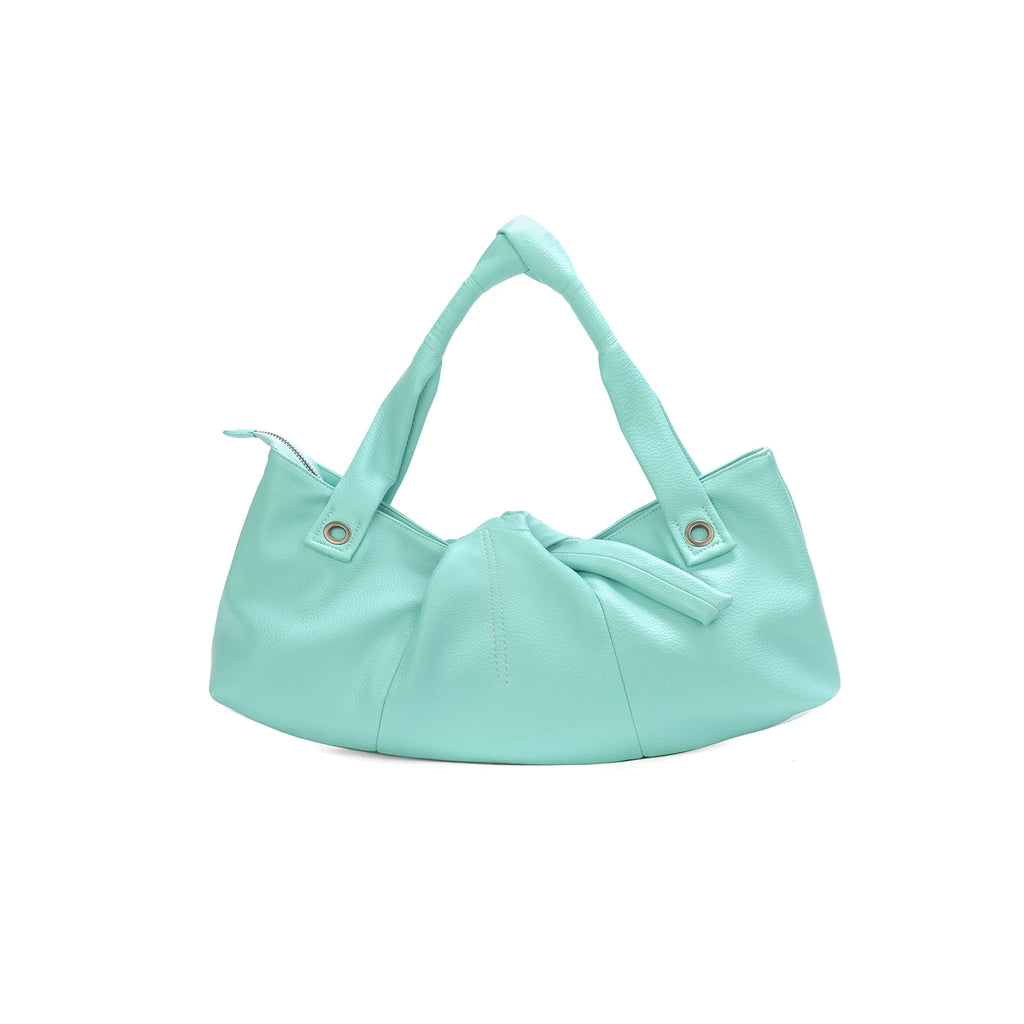 JANDRESS Mint Green Faux Leather Zip-Top Underarm Bag