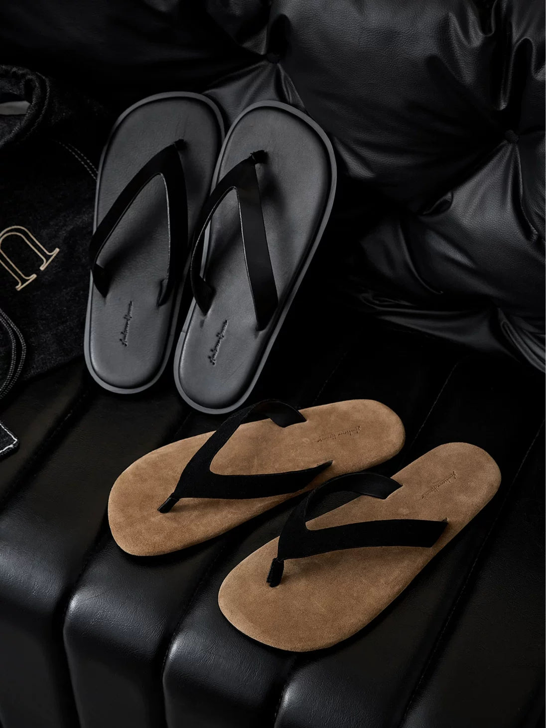 AMBSOM Italian Calf Suede Thong Sandal