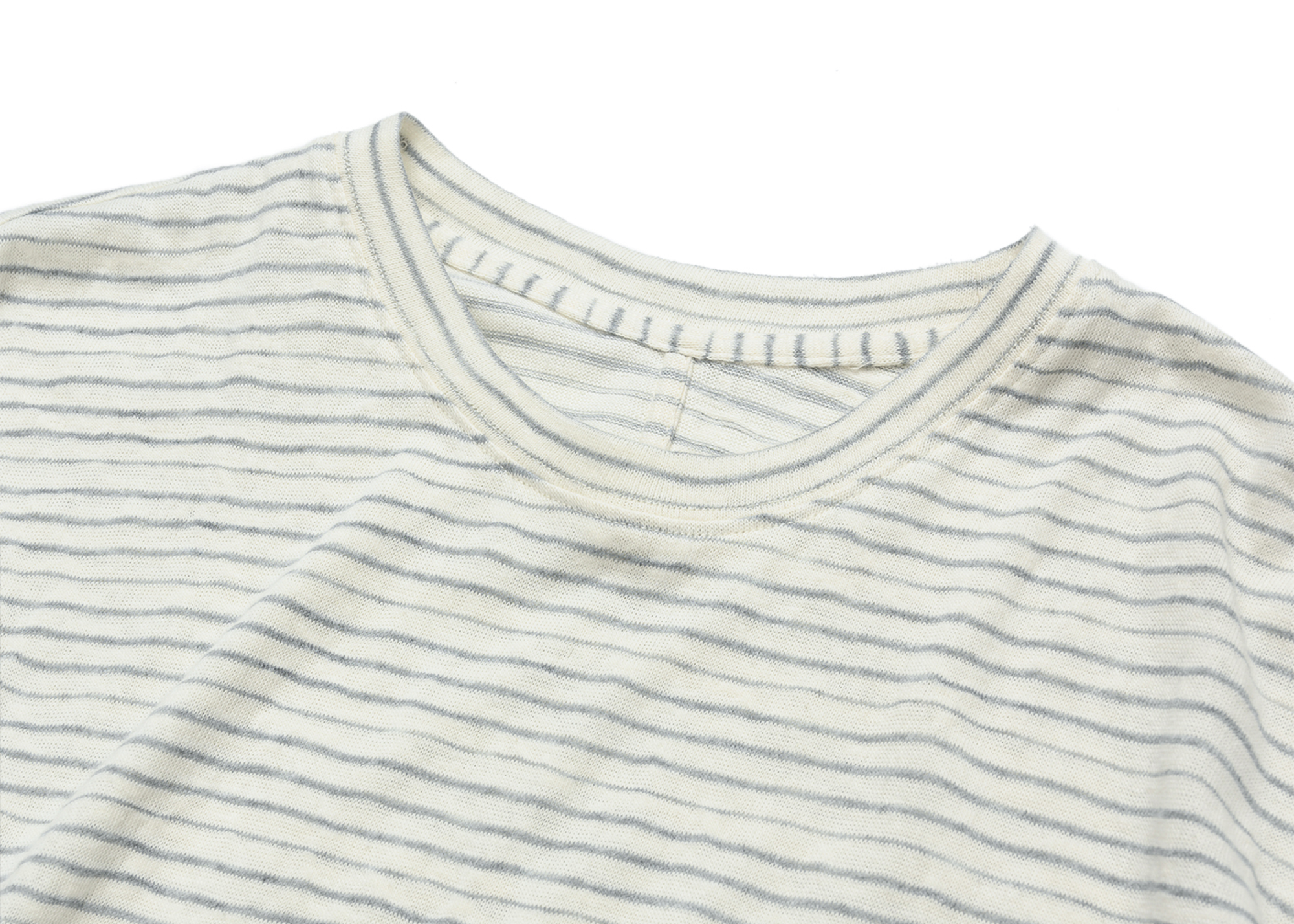 Set for Life Striped Lazy Casual Short Wide Crew Neck Long Sleeve