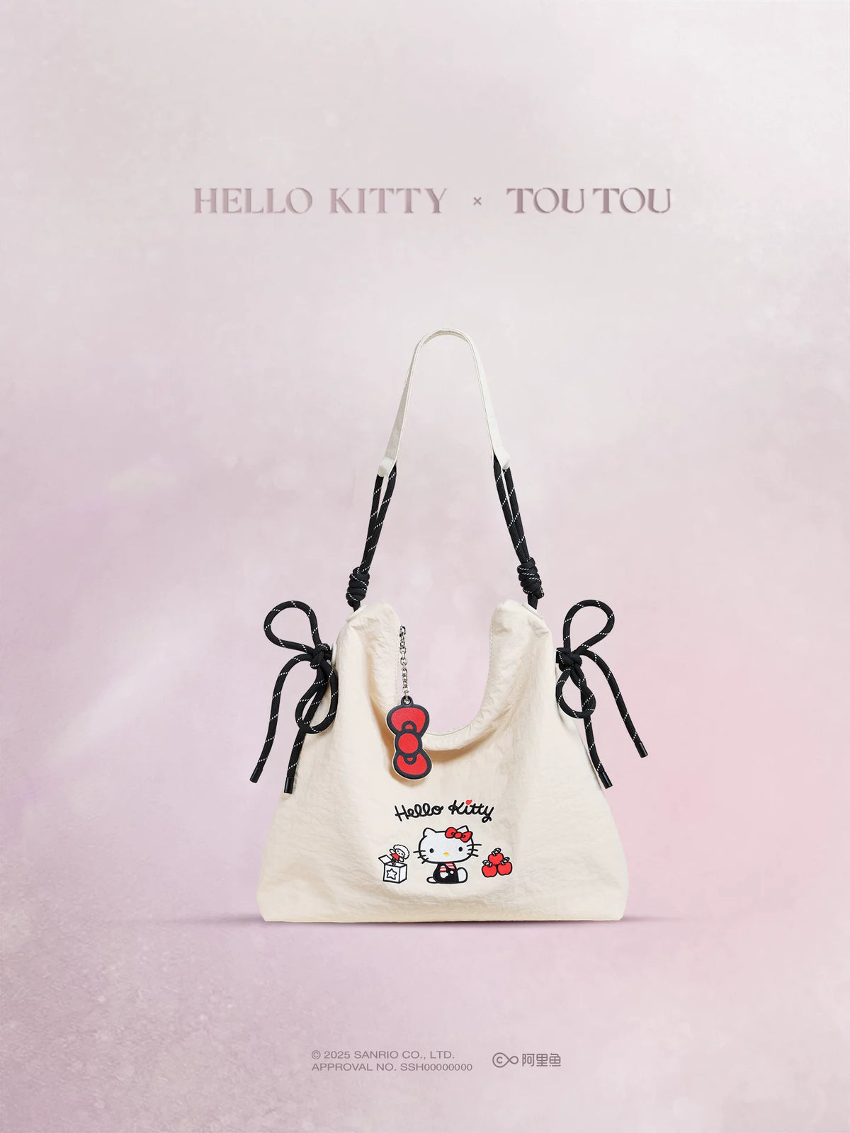 TOUTOU Cream White Canvas Zip-Top Crossbody Bag
