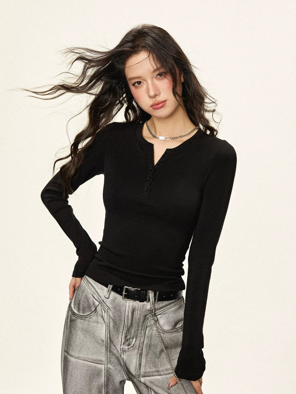 Cherry Melody Slim Fit Inner Versatile Long Sleeve