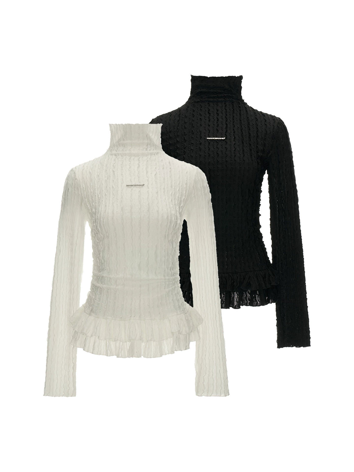 MAMC Double-Layer Lace High-Neck Slim Fit Long-Sleeve Tee