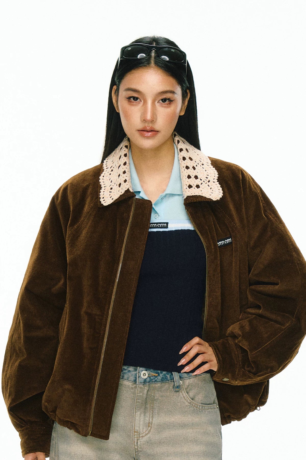 Ariseism Lace Neck Cotton Jacket