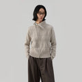 Sameuoo Slanted Placket Turtleneck Knitted Cardigan
