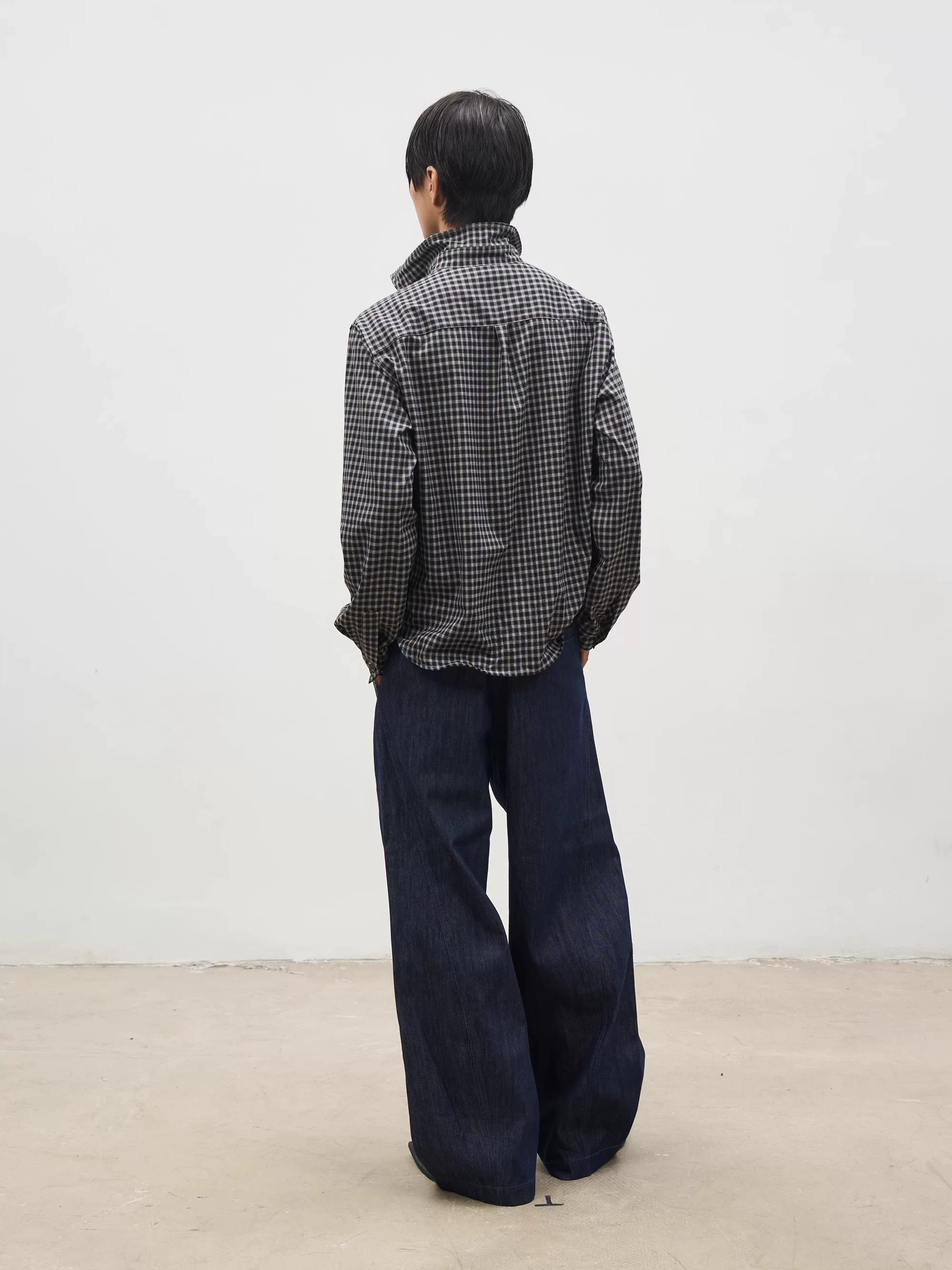 SOUTHFISH Slanted Placket Loose Pleated Silhouette Jeans