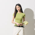 RPB BRAND Simple Fashion Front Shoulder Slim Waist Tee