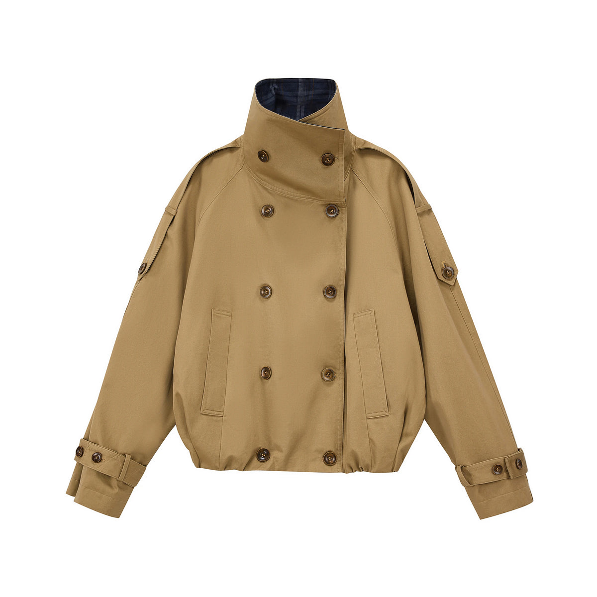 PCLP Modern City Patchwork Plaid Oversized Trench Coat
