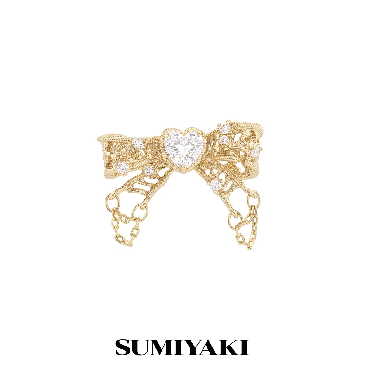 SUMIYAKI Bow Heart Cubic Zirconia Ring