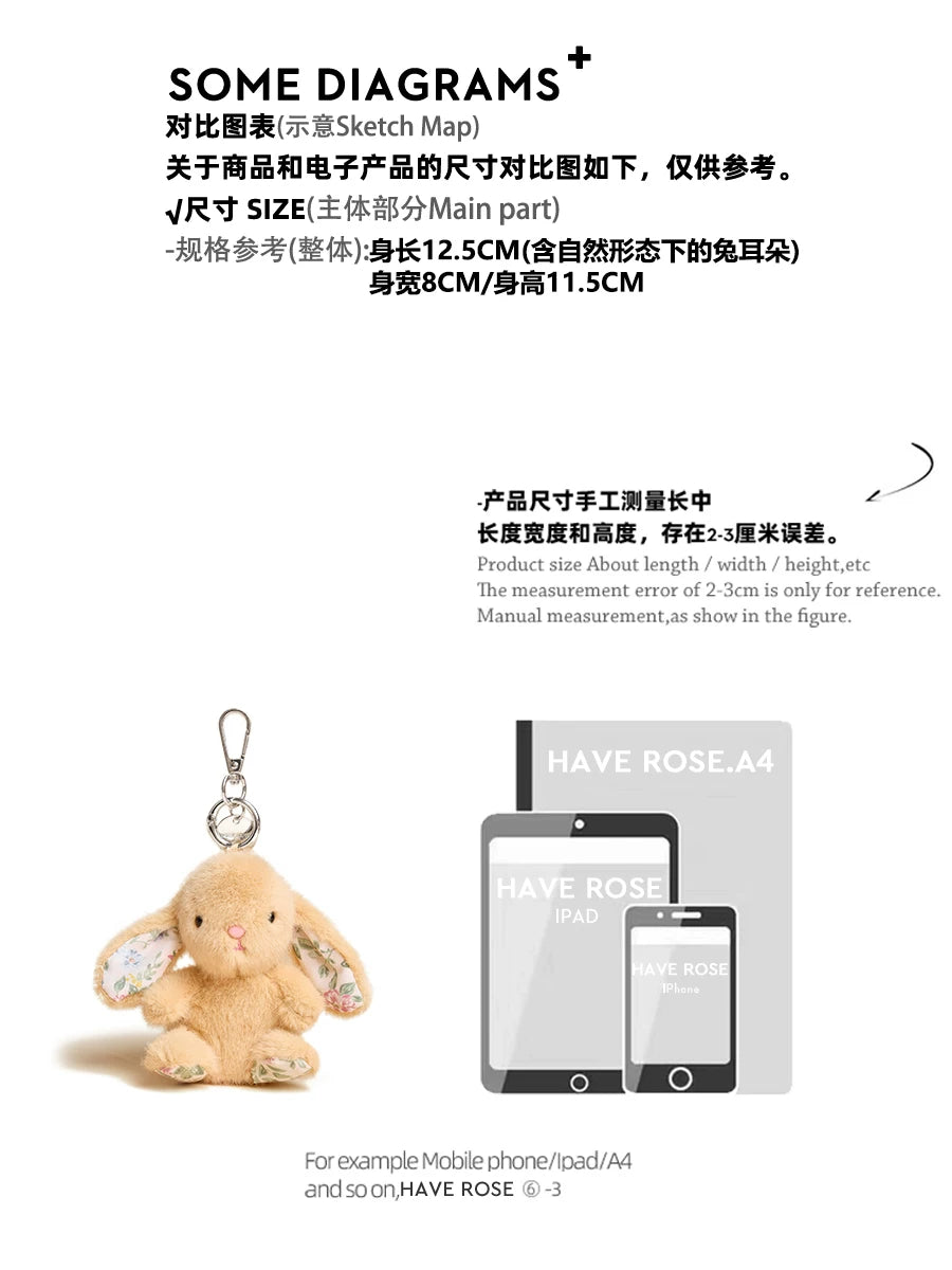 HAVEROSE Plush Rabbit Bag Charm Keychain