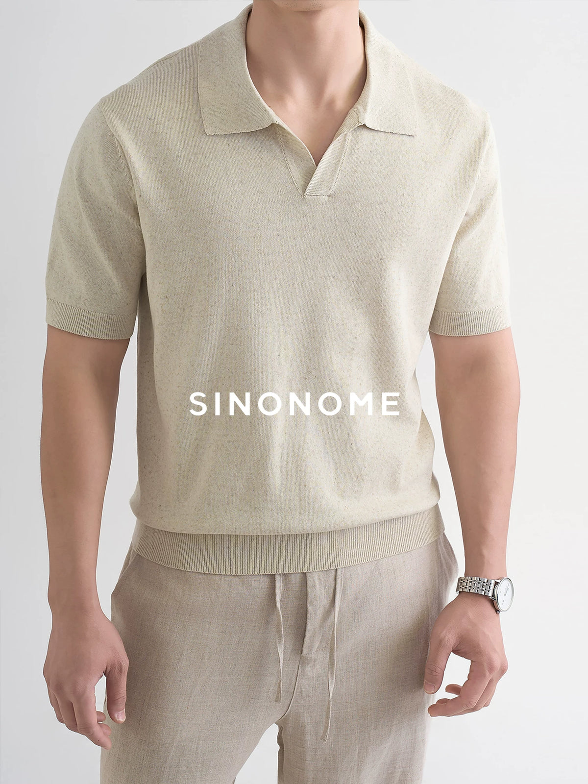 SINONOME Seagull Collar 400g Breathable Cropped Knit Tee