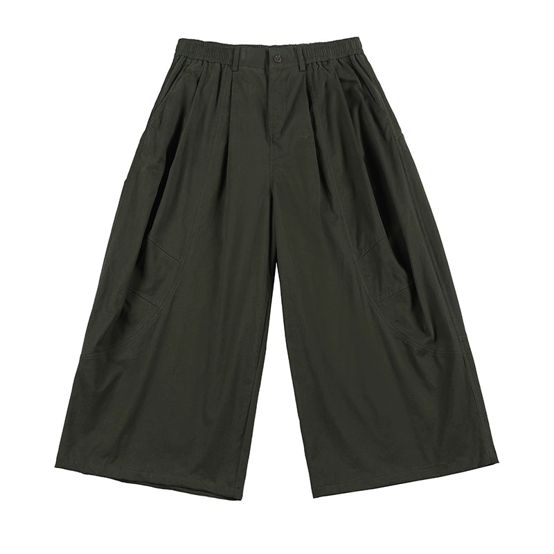NOEARS Japanese Retro Loose-fitting Wide-leg Cropped Pants