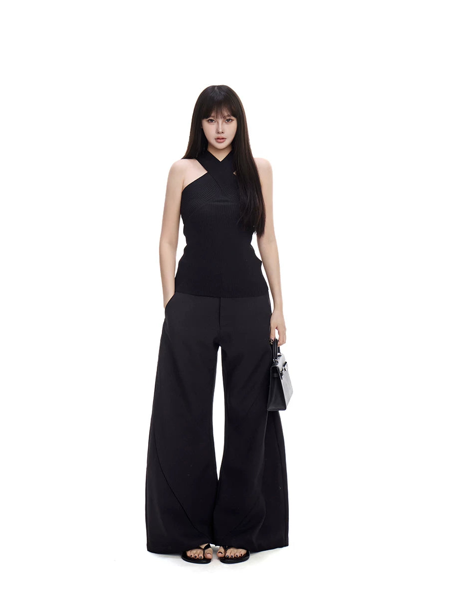 WITHMIN Low Waist Loose and Thin Versatile Straight-leg Pants