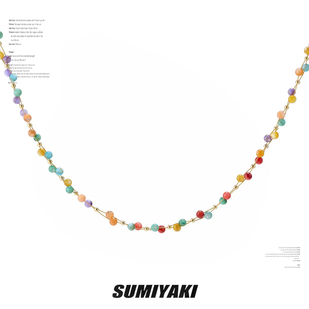SUMIYAKI Rainbow Beaded Collarbone Necklace