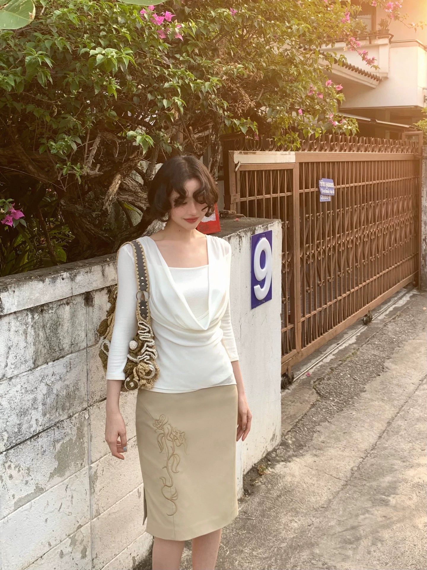 KELIFAN Retro High Waist Hip Skirt