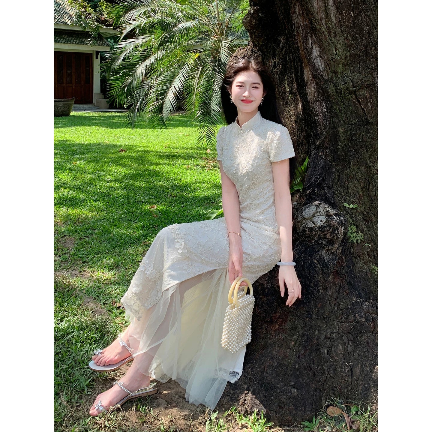 ZIHE New Chinese Rope Embroidered Cheongsam Dress