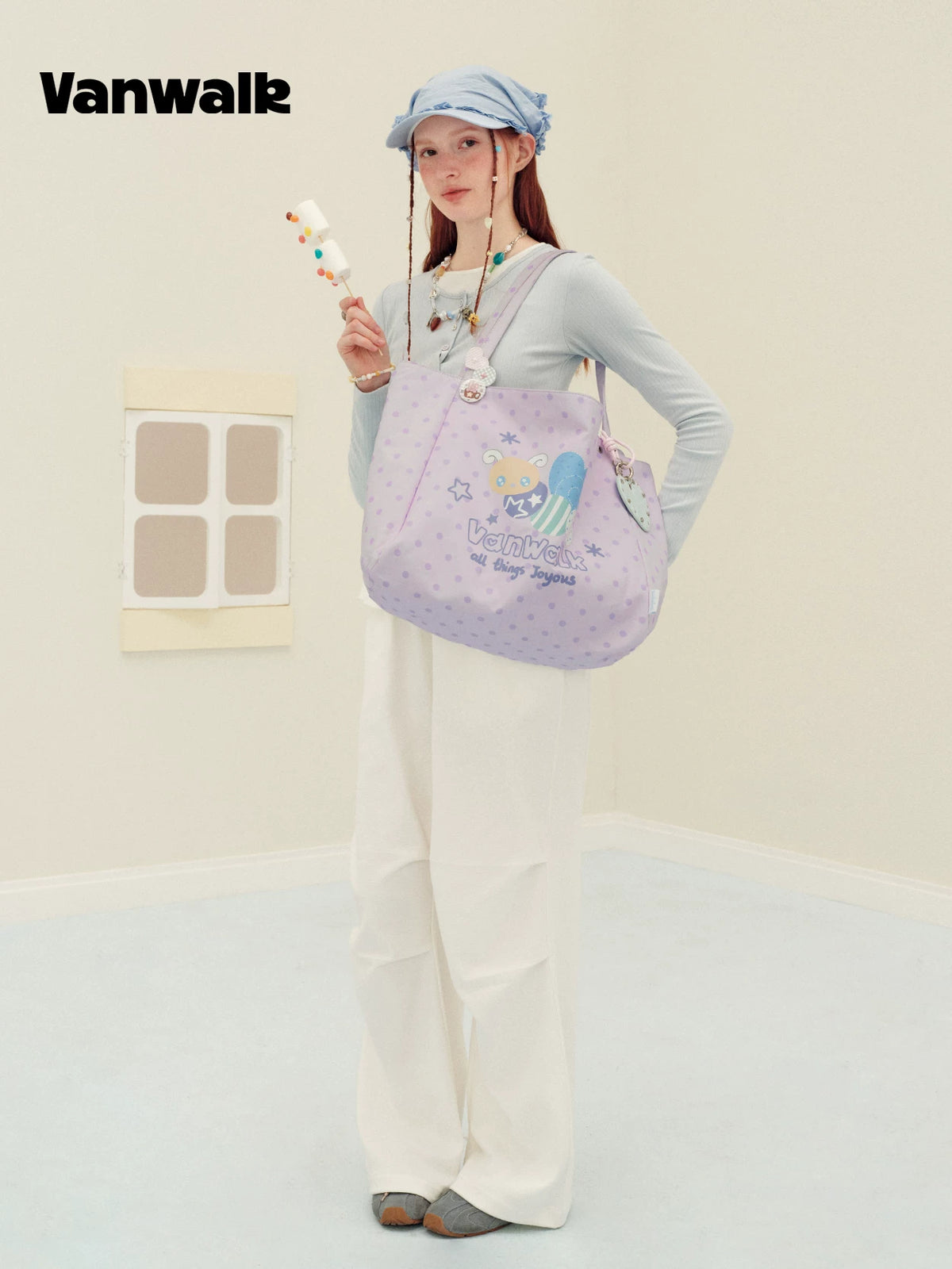 VANWALK Canvas Tote Bag - Open-Top Structured Shoulder Bag