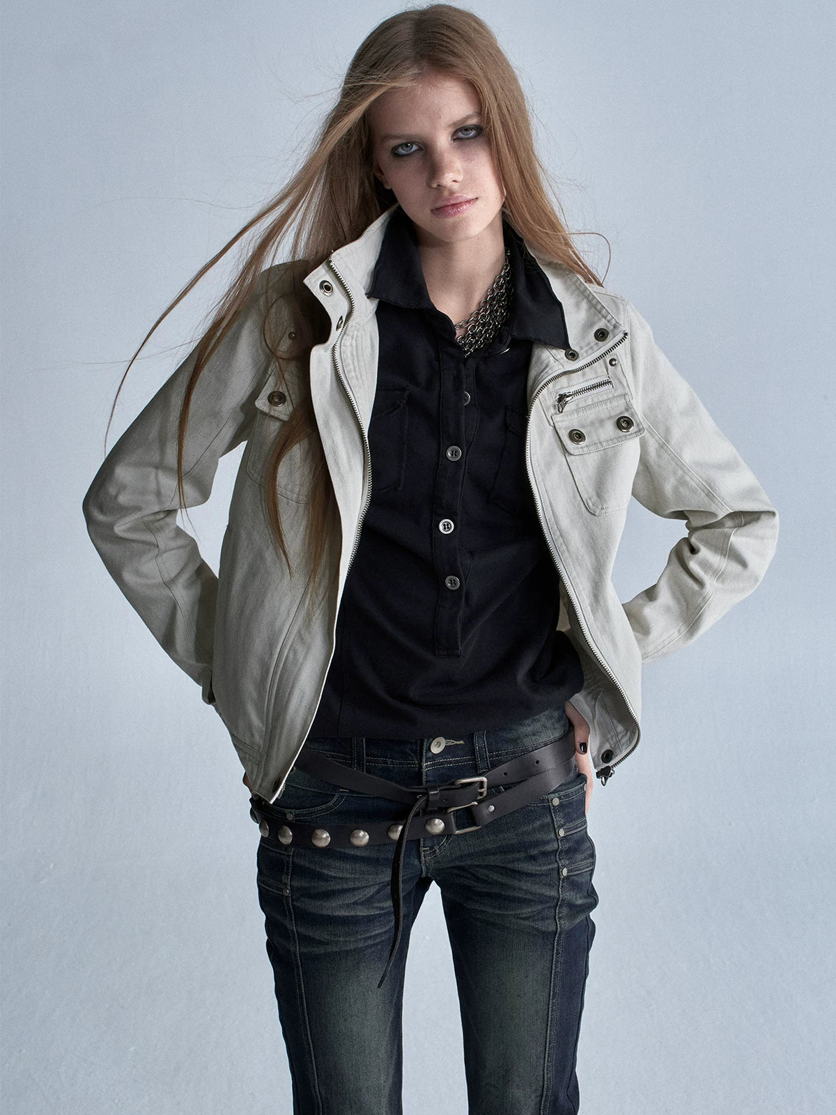 wear And tear Tencel Cotton Multi-Pocket Slim Fit Zip-Up Jacket
