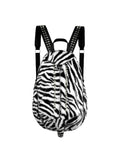SAUCE Zebra Print Faux Leather Zip-Top Backpack