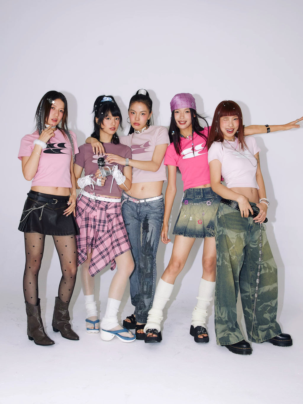 Crying Center Y2K Pink Cropped Fitted Tee