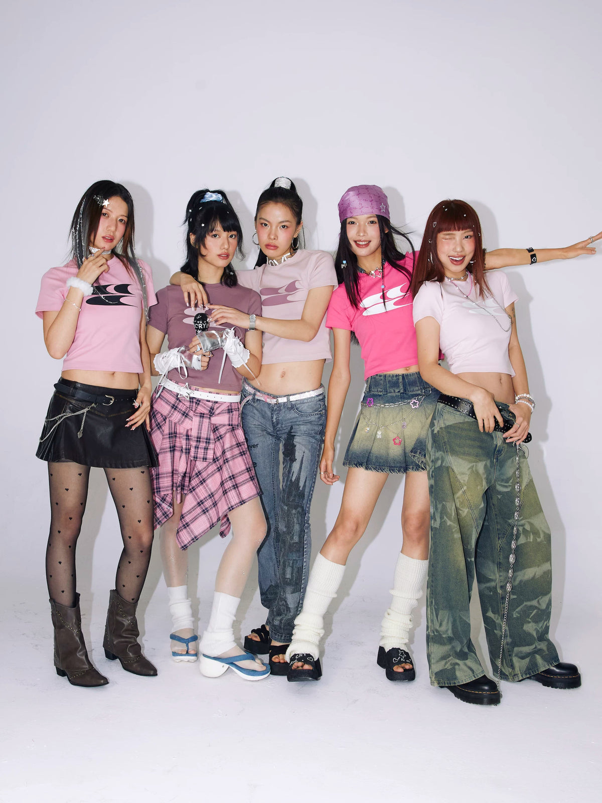 Crying Center Y2K Pink Cropped Fitted Tee