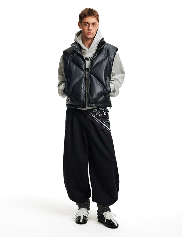 MADWITCH Stand-up Collar PU Leather Jacket Vest