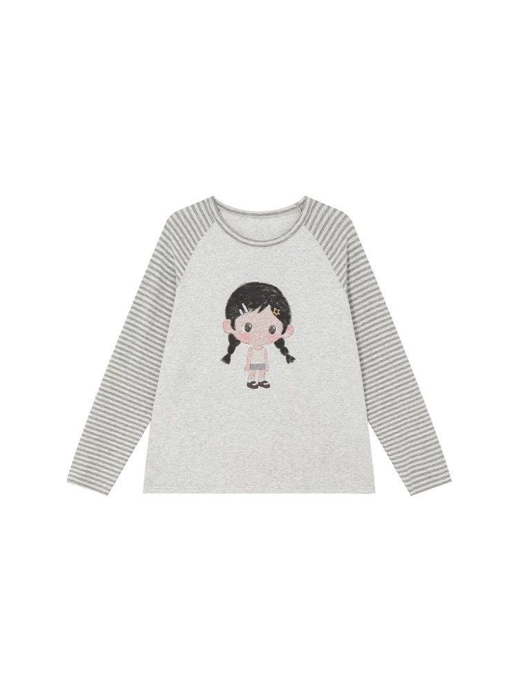 KANO Striped Color-Block Raglan Long-Sleeve Tee