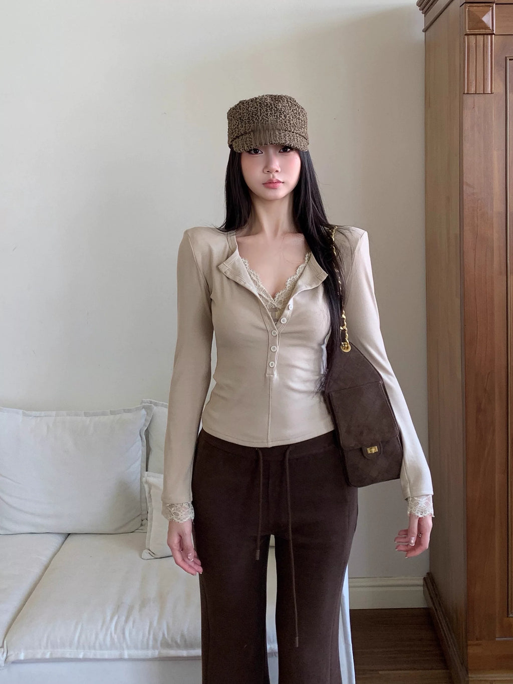 WITHMIN Micro-pull Low-rise Thin Fleece Straight-leg Pants