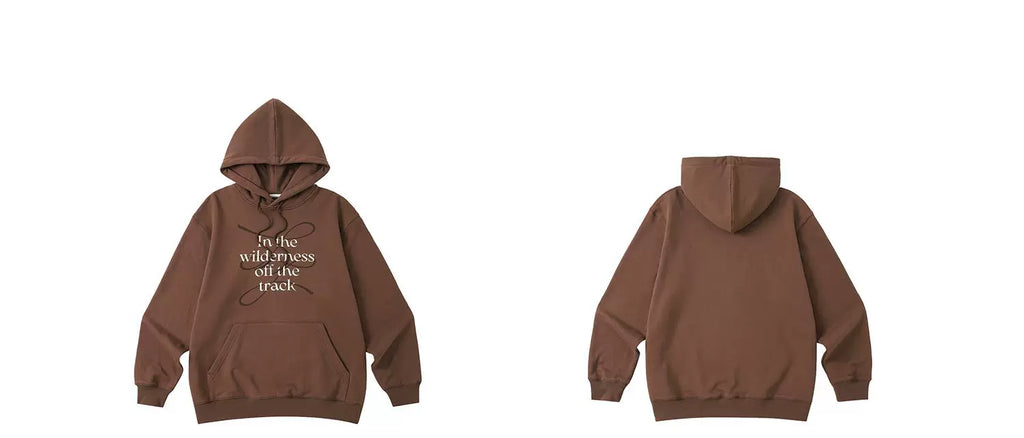 LR MADE Line Slogan Theme Print Hooded Sweater