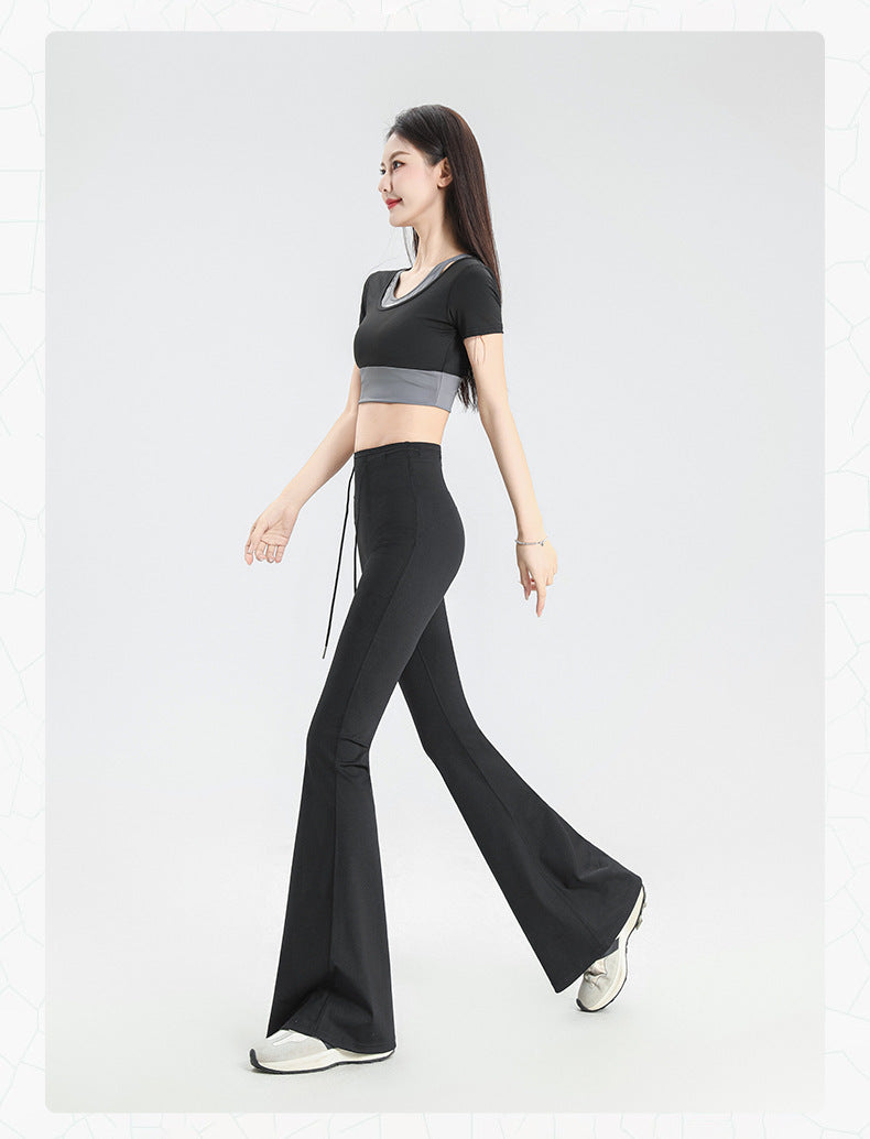 TIANQINGSE Micro-pull Sports High-waisted Slim-fit Fitness Pants