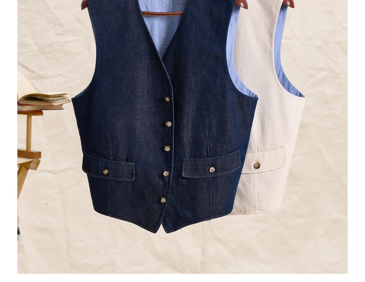 CULTUM Vintage Denim Spliced Vest
