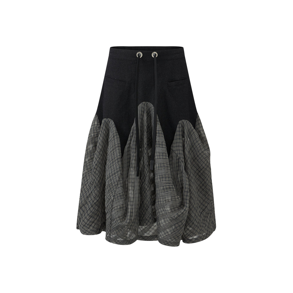JIKOO Pinecone Pudding Pleated A-Line Midi Skirt