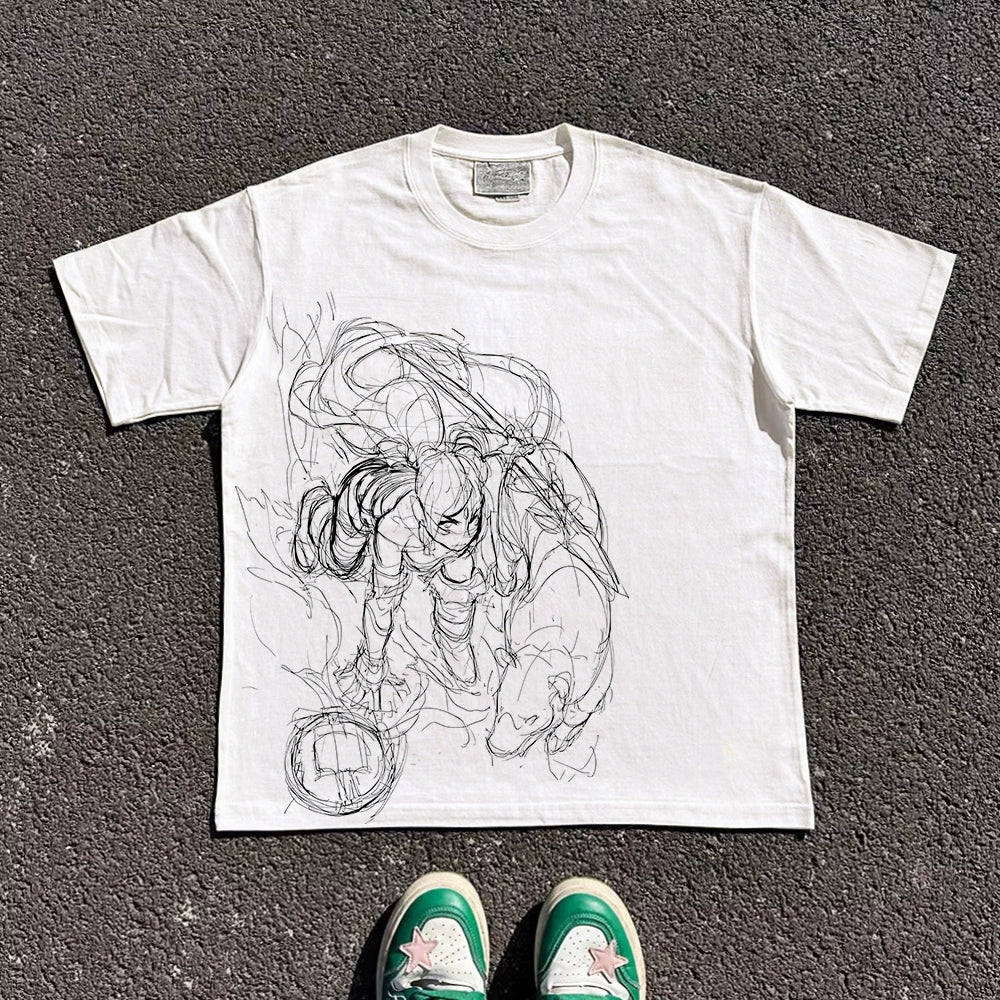 WYB STUDIO | 230G UPF 30+ Breathable Anime Graphic Drop-Shoulder T-Shirt