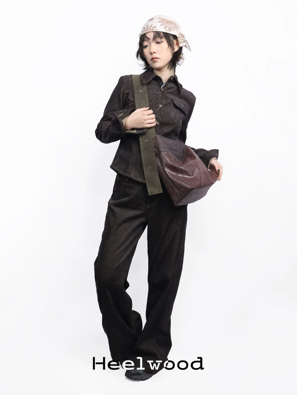 Heelwood Weathered Faux Leather Magnetic Bucket Bag