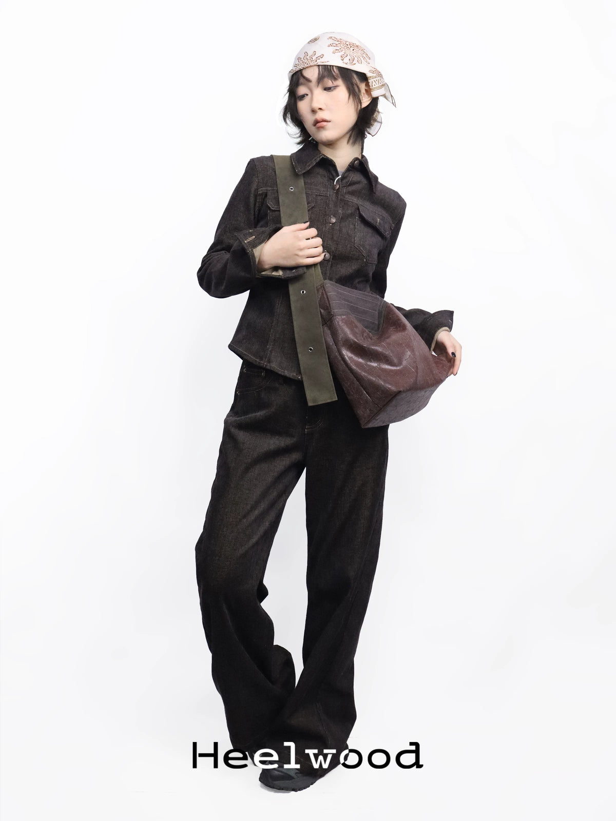 Heelwood Weathered Faux Leather Magnetic Bucket Bag