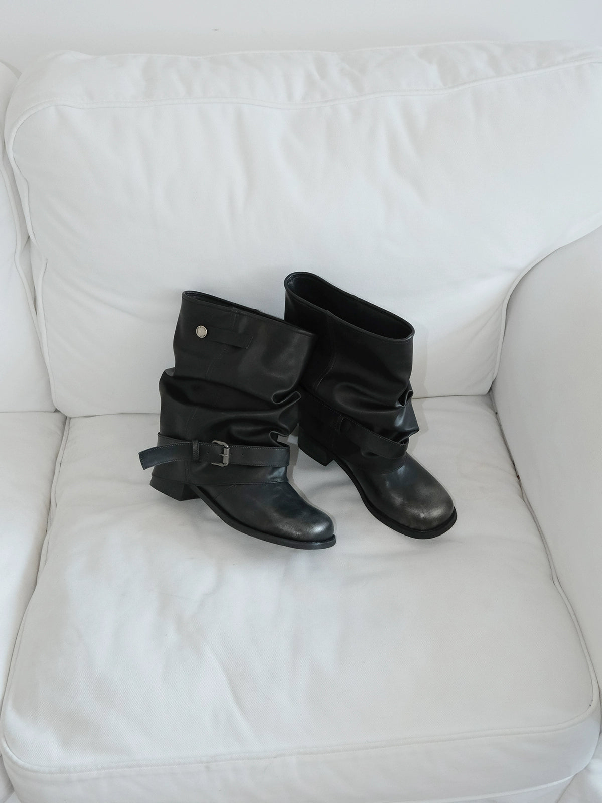 Mooreyu Western Cowboy Pleated Pile Knight Boots