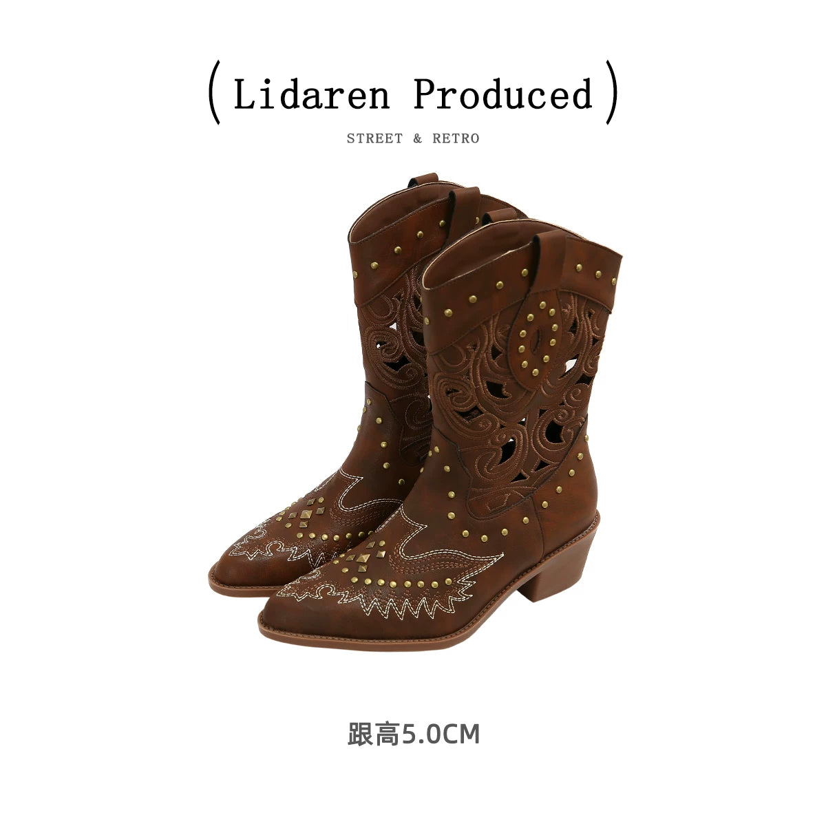 Lidaren Produced Embroidered Pointed-Toe Cowgirl Boot